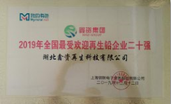 2019度有色全国最受欢迎再生铅企业二十强之一
